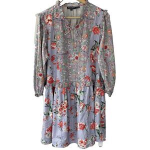 Tolani Collection Dress Size Medium Floral Ruffle Neck Long Sleeve CottageCore